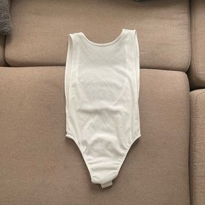 White side boob thong bodysuit